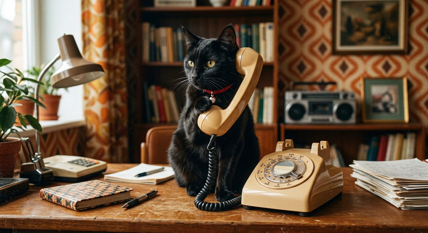 Cat with a telephone