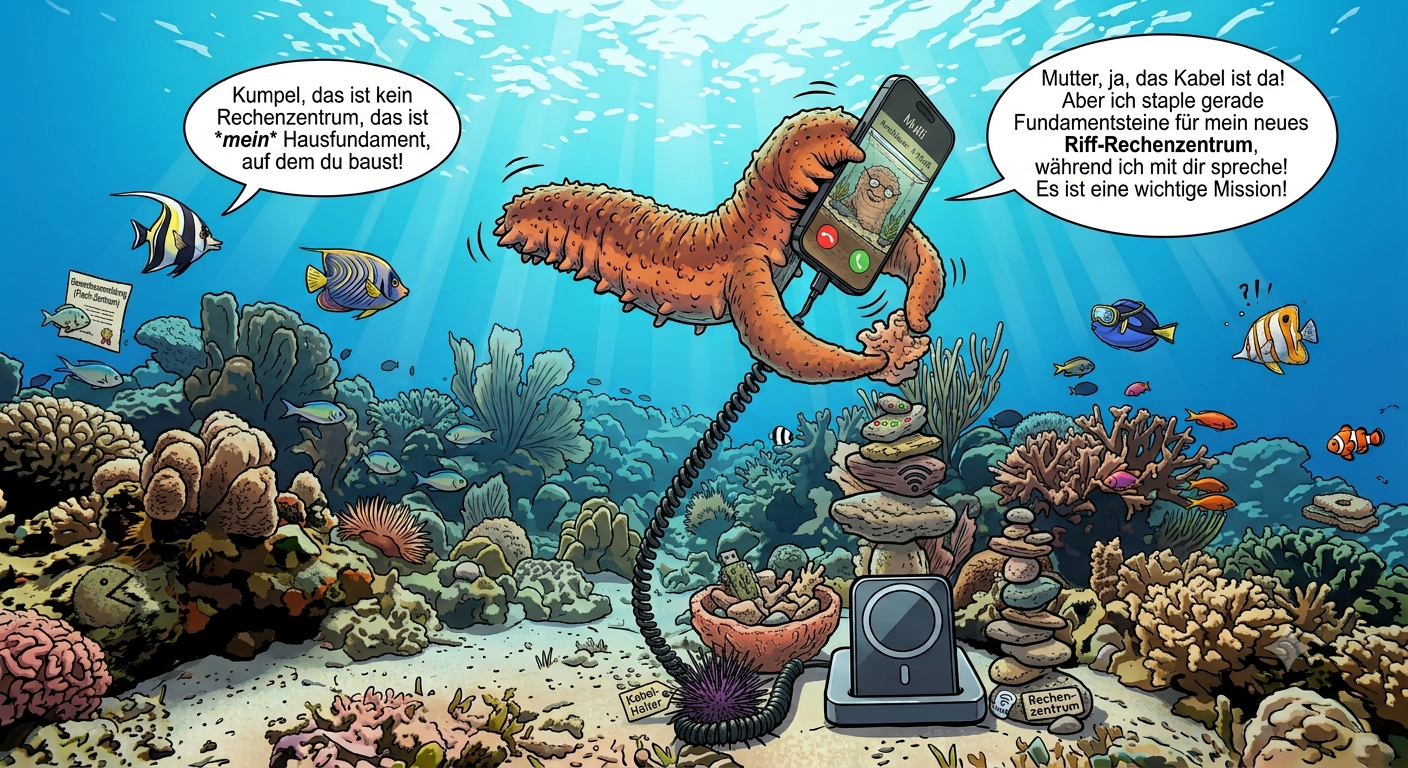 Illustrierte Seegurke bei einem Unterwasseranruf